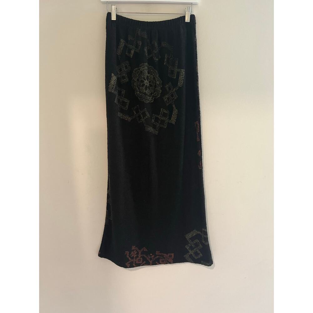Staley Gretzinger Wool Blend Artsy Maxi Skirt Wearable Art Black Size 3 Small JL